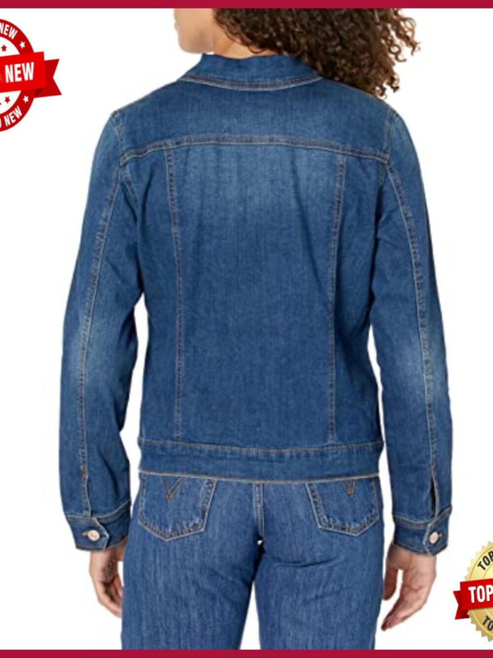 Button Down Denim Jean Jacket Regular Fit Functional Pockets - Picture 4 of 5